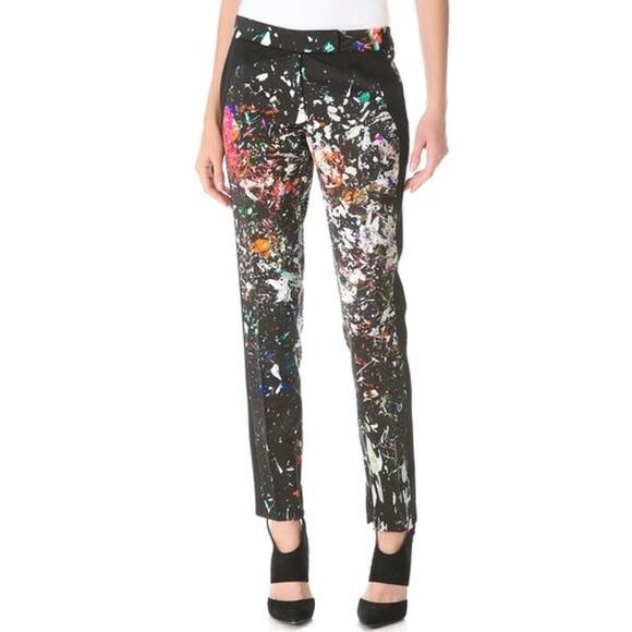 J. Mendel Pants‎ Black Multi Color Cady Printed Trousers - Picture 1 of 12
